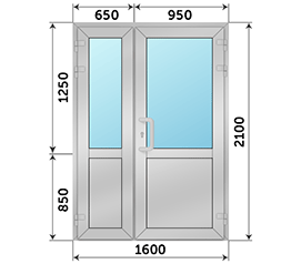 Полуторная дверь со стеклом Reynaers 1600x2100