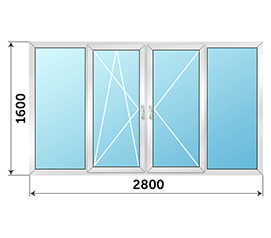 Алюминиевое окно на балкон Provedal 2800x1600
