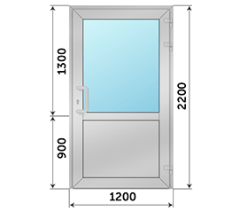 Одностворчатая дверь со стеклом Reynaers 1200x2200