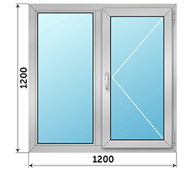 Двухстворчатое окно ALUMARK 1200x1200