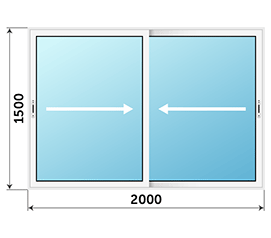 Двухстворчатое окно SCHÜCO 2000x1500