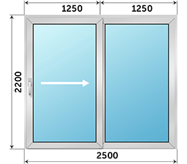 Полуторная дверь остекленная Alumil 2500x2200