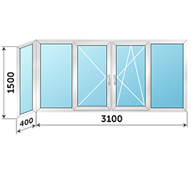 Алюминиевое окно на балкон Provedal 3500x1500