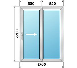 Полуторная дверь остекленная Alumil 1700x2200