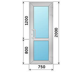 Одностворчатая дверь остекленная Reynaers 750x2000