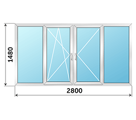 Алюминиевое балконное окно Provedal 2800x1480